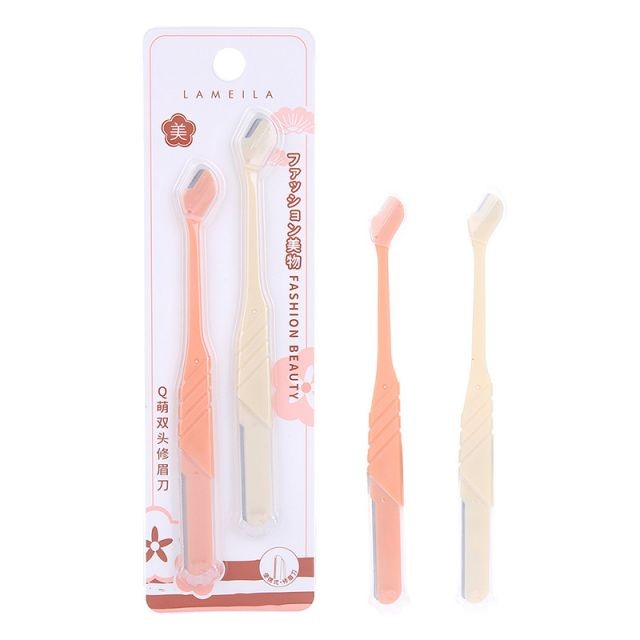 Lameila Private Label Double Head 2pcs Plastic Eyebrow Trimmer Set Light Weight Eyebrow Cutter Convenient Eye Brow Trimming Knife A969