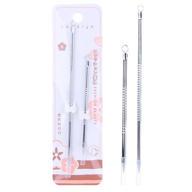 Lameila 2pcs Hot selling skin care blackhead Blemish Remover Needle double-sides stainless steel ance needle E097