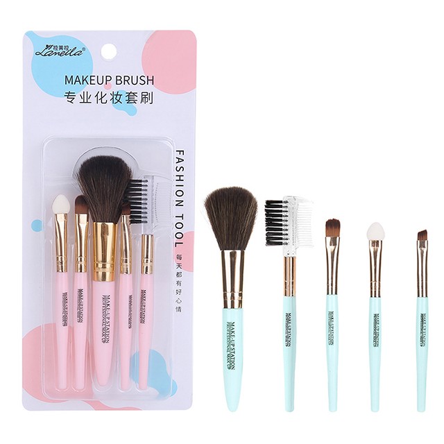 Lameila Ladies All Day Pink Beauty Makeup Tool Soft Women Face Cosmetic 5pcs Makeup Brush Set Makeup Brushes L0964