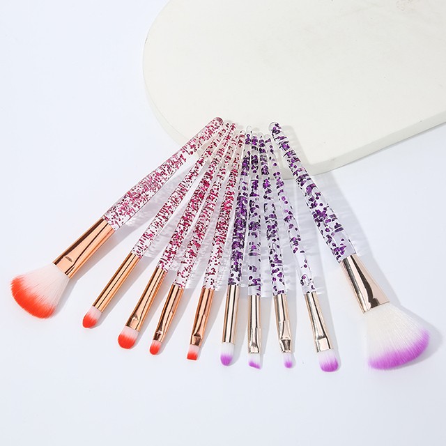 Professional Cosmetics Beauty Tools Lady Orange Purple Crystal Handle Diamond Glitter Makeup Brush Women 5 Pcs Makeup Brush Set