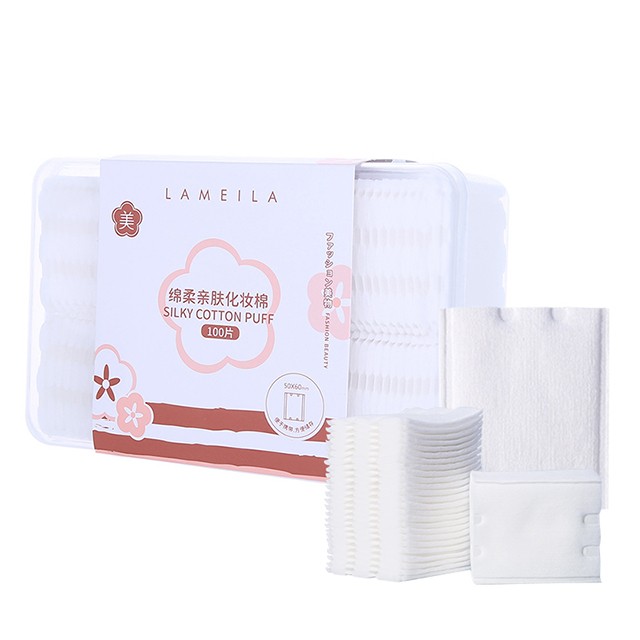 Lameila wholesale oem face cleansing pad non woven 100pcs box private label beauty care makeup remover facial cotton pads B164