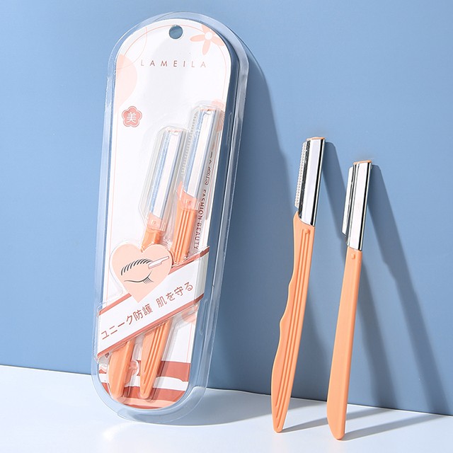 Lameila High Quality Stainless Steel Eyebrow Razor Shaper Private Label Brow Razor Eyebrow Trimmer With Safety Cover A0835