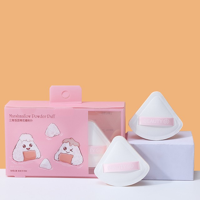 LMLTOP Wholesale Cute Pink Boxed Makeup Sponge Puff Woman 2pcs Set Triangle Shape Latex Free Cosmetic Puff For Female Sy1001