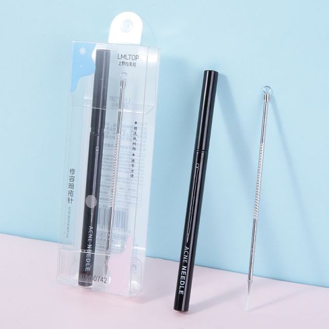 Private Label Acne Needle Facial Skin Care Pimple Extractor Stainless Steel Blackhead Remover Tool With Individual Box B0742
