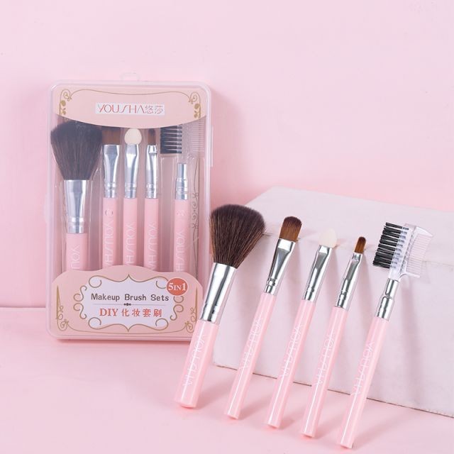 Yousha Manufacturer 5pcs Makeup Brush Set Box Synthetic Hair Custom Logo Wholesale Professional Blush Cosmetic Brushes YC002