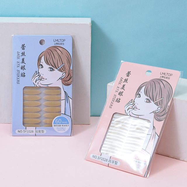 LMLTOP 60 Pairs Natural Lace Double Eyelid Sticker Invisible Double Eyelid Tape Custom Adjustable Eye Tape Double Eyelid SY1028
