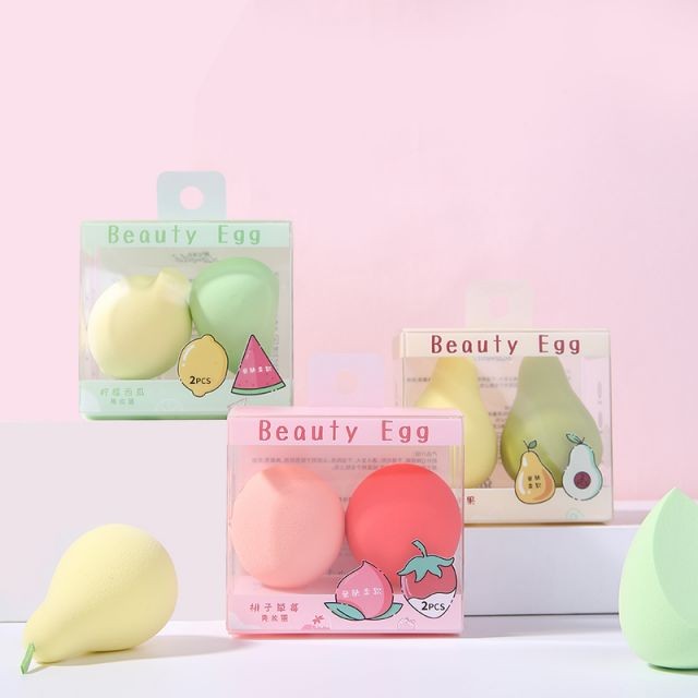 Lameila OEM Logo 2pcs Fruit Shape Beauty Sponge Reusable Soft Latex Free Foundation Makeup Sponge Blender Packaging Box A80219