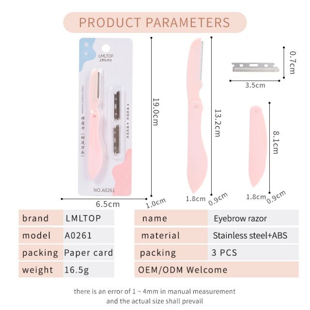 Lameila 3pcs Custom Logo Dermaplane Glo Eyebrow Razor Trimmer With Extra Blades Foldable Facial Brow Hair Remove Razor A0261 Lameila 3pcs Custom Logo Dermaplane Glo Eyebrow Razor Trimmer With Extra Blades Foldable Facial Brow Hair Remove Razor A0261
