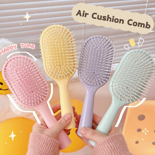 Customized Logo Detangling Hair Brush For Women Eco Friendly Plastic Comb Hair Salon Colorful Massager Air Cushion Hair Brush