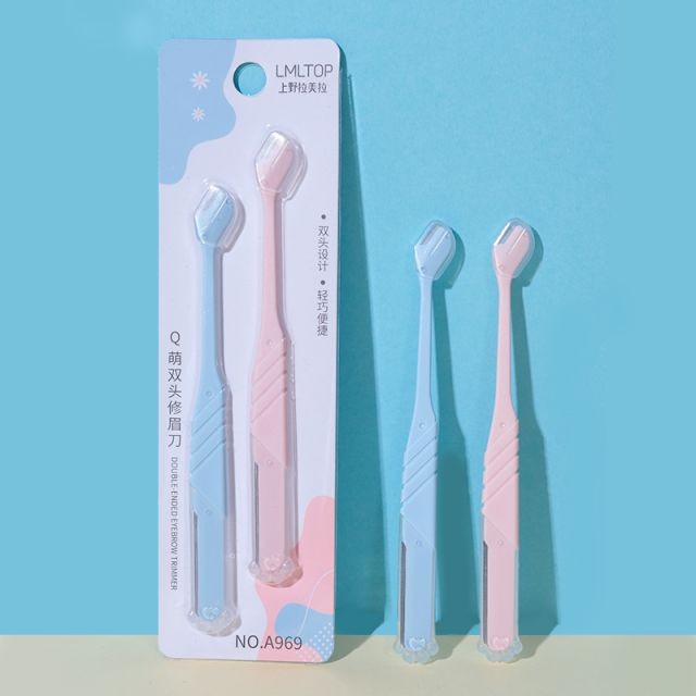 Lameila 2pcs Custom Logo Double Head Mini Eyebrow Razor Shaper Set Dermaplaning Facial Hair Remover Eyebrows Trimmer Kit A969