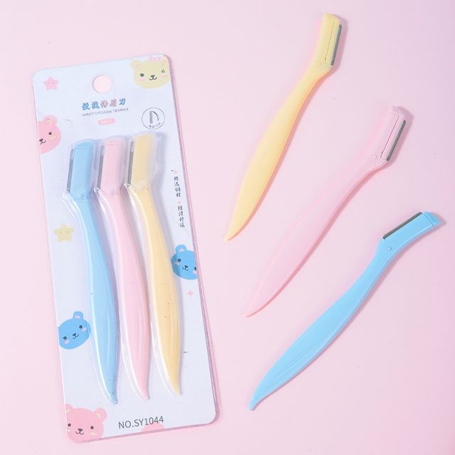 LMLTOP 3pcs Mini Blade Facial Razors For Women Custom Logo Eye Brow Trimmer Set Plastic Eco Friendly Eyebrow Razor Shaper SY1044