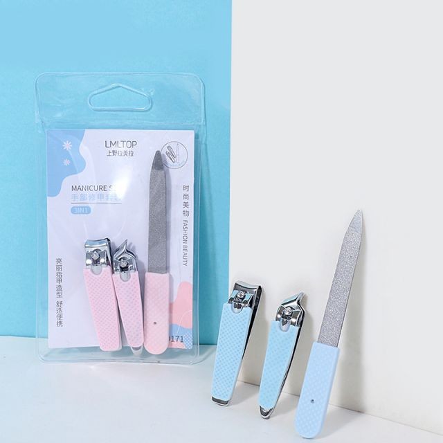 Lameila Professional Your Logo 3Pcs Stainless Steel Manicure Set With Pedicure Nail Clipper And Nail File Nail Care Tools C0171