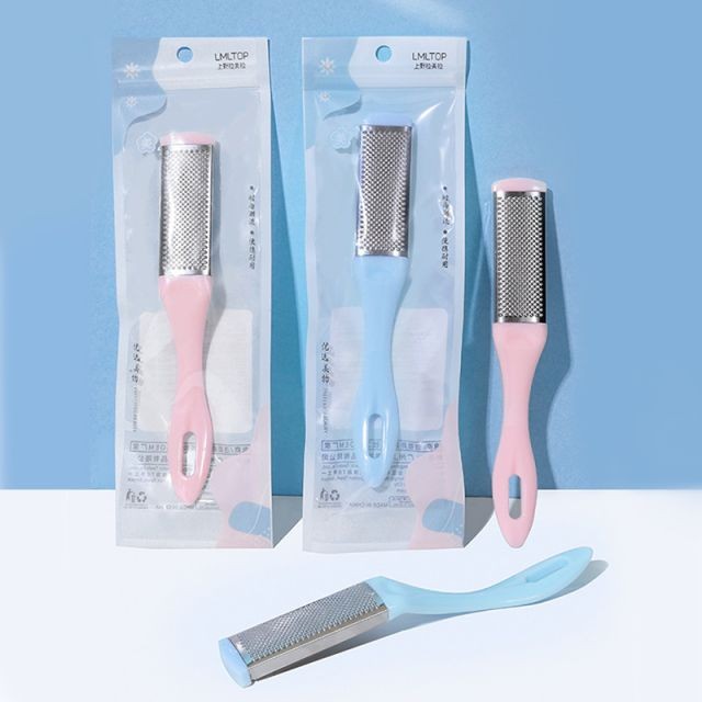 Lameila Stainless Steel Pink Cyan Foot Pedicure Tool Curve Handle Safe Remove Dead Skin And Calluses Foot File C0302