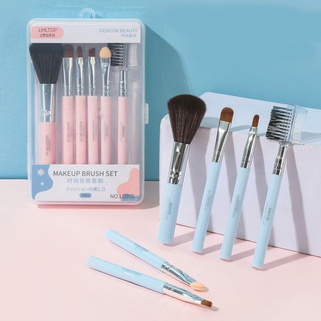 Lameila Wholesale 6pcs/Set Makeup Brushes Set Custom LOGO Synthetic Hair Facial Foundation Powder Brush With Plastic Box L0965