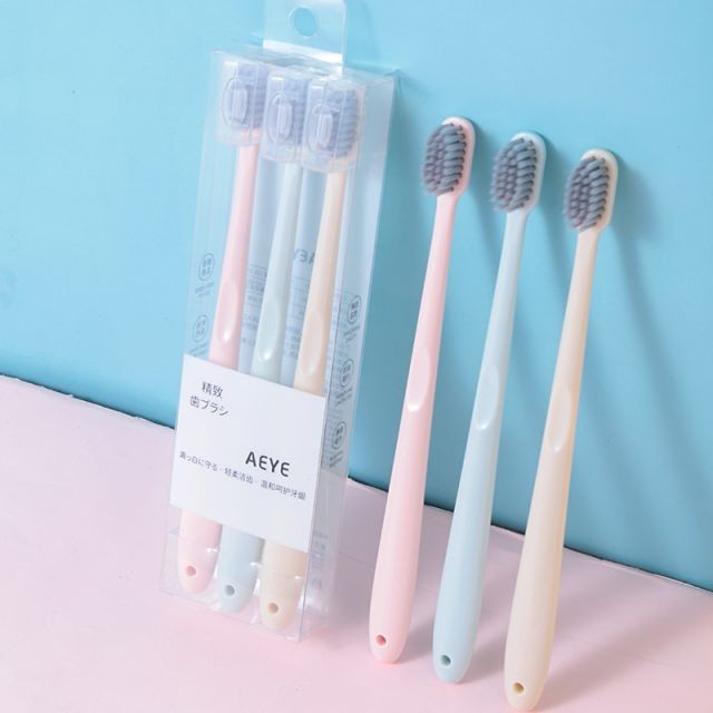 Hot Sale 3 In 1 Hotel Travel Soft Toothbrush Custom Toothbrushes With Logo Eco Friendly Recycled Plastic Toothbrush AE9323