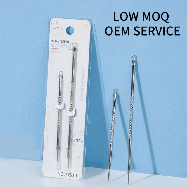 LMLTOP 2pcs Professional Blackhead Remover Tool Kit Custom Logo Acne Removal Needle Pimple Extractor Tool SY510