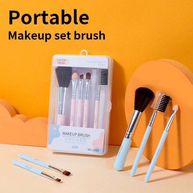 Factory Wholesale 5pcs Cosmetic Make Up Brush Set With Case Soft Natural Hair Vegan Custom Makeup Brushes For Women L0780