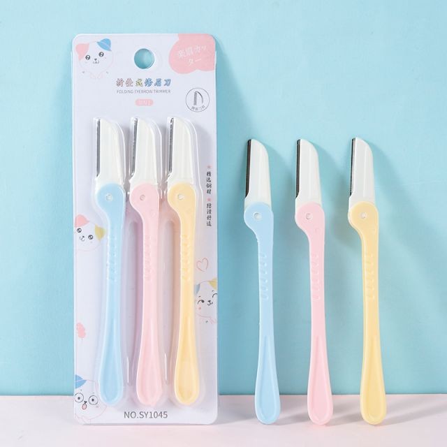 3pcs/set OEM Folding Eyebrow Trimmer Razor Set Safety Eyebrow Razor Face Razors For Women Face Shaver Hair Remover SY1045