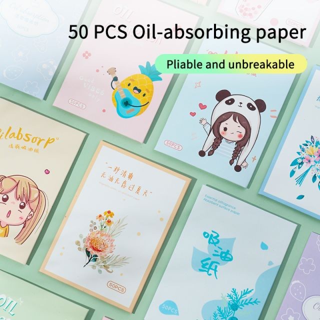 50pcs Custom Logo Blotting Paper Oil Absorbing Facial Clean Portable Pocket Makeup Oil Control Paper Sheet SY002-006