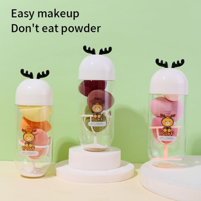 LMLTOP 4pcs/set Beauty Makeup Sponge Egg Cosmetic Powder Puff Latex Free Blending Makeup Sponge Blender Set With Holder A80245