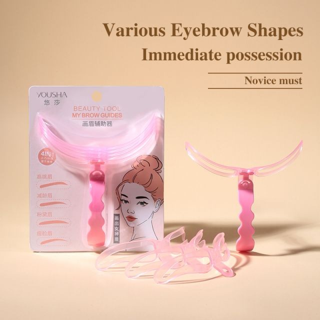 Yousha 4 Different Shapes Eyebrow Template Symmetry Eyebrow Stencils Eyebrow Stamp And Stencil Kit Multi-Function YD009