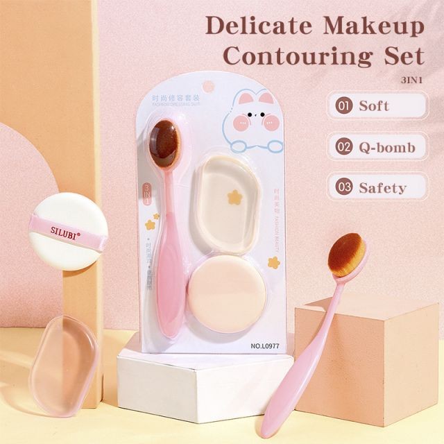 LMLTOP Portable Single Oval Foundation Brush Flat Brushes Makeup Puff Does Not Absorb Powder Transparent Silicone Puff L0977