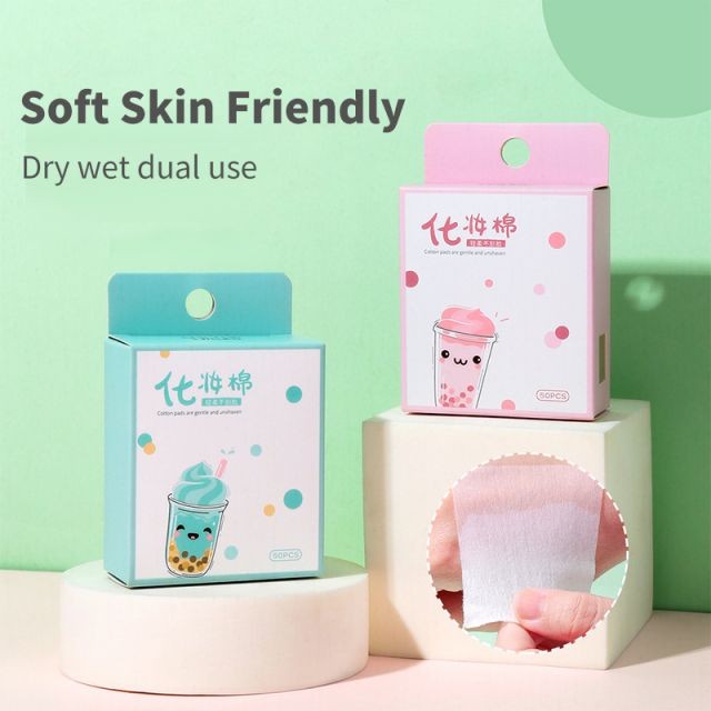 LMLTOP New Female Makeup Remover Pads Square 50pcs Boxed Non-Woven Thin Pearl Pattern Cosmetic Cotton Pad For Woman SY1009