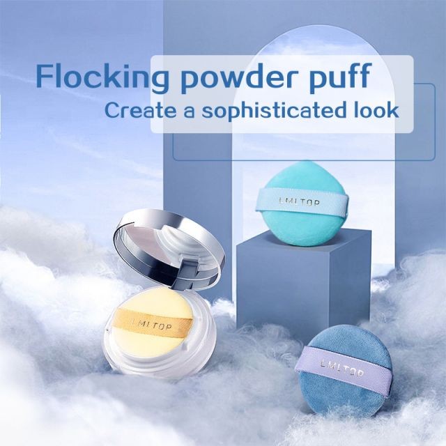 LMLTOP OEM 3PCS Dry Soft Flocking Makeup Puff Velvet Powder Puff Professional Loose Powder Puff Private Label SY217 SY218