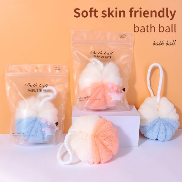 LMLTOP New Color Combination Bathing Products Hot Sale Colorful Flexible Pe Mesh Balls Shower Brush Bath Bomb Bath Ball C065