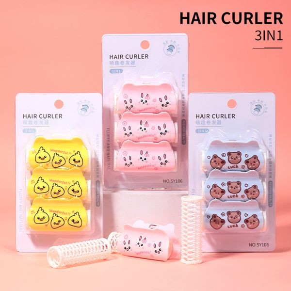 LMLTOP 3pcs Cheap Price Carton DIY Plastic Hair Rollers Salon Portable Hair Curler Set Custom Logo Hair Curler Heatless SY106