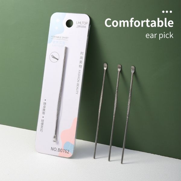 LMLTOP Professional Single Non-Slip Handle Ear Wax Removal Stainless Steel Ear Cleaner Earpick Safe Curette B0762