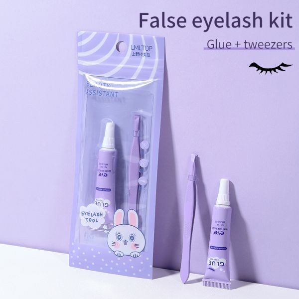 LMLTOP 2pcs Eyelash Extension Kits White False Eyelash Glue Good Viscosity Stainless Steel Eyelashes Tweezers SY024
