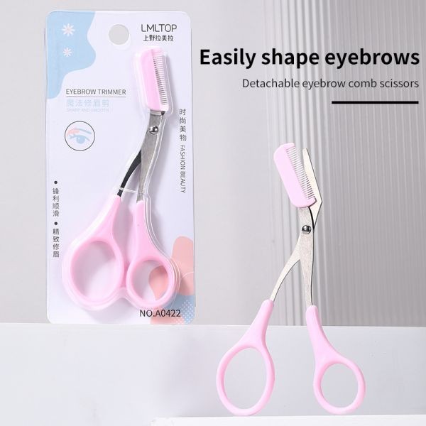 LMLTOP Professional Beauty Scissors Eyebrow Hiar Removal Private Label Stainless Steel Eyebrow Scissors With Comb A0422