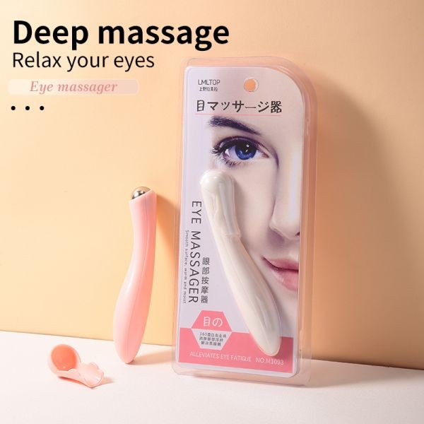 LMLTOP Cosmetic Manufacturer Plastic Massage Tool Stainless Steel Roller Manual Eye Massager M1093