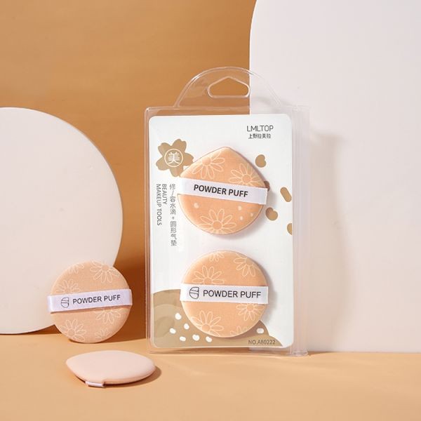 LMLTOP Wholesale Custom Women Air Cushion Puff 2pcs Pack Pattern Fluffy Soft Cosmetic Sponge Puff Makeup Powder Puff A80222