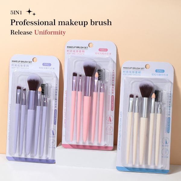 LMLTOP Professional Cosmetic Brush High Quality Purple Pink White 5pcs Make Up Brushes Set Custom Logo SY609