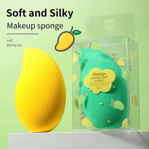 LMLTOP High Quality Custom Logo Cosmetics Fruit Shape Mango Makeup Sponge Latex Free Beauty Sponges Soft Powder Puff A80022