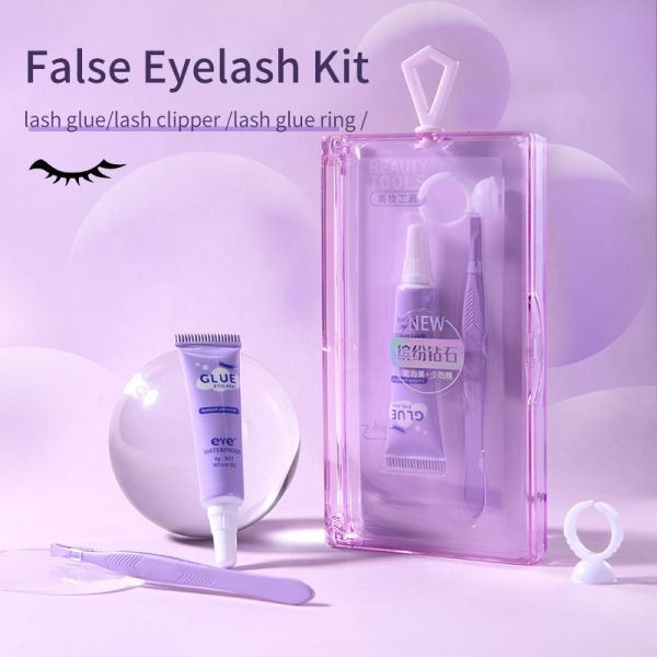 LMLTOP 3pcs Eyelash Extension Kits False Lash Glue Eyelash Tweezer Portable Lash Glue Rings SY550