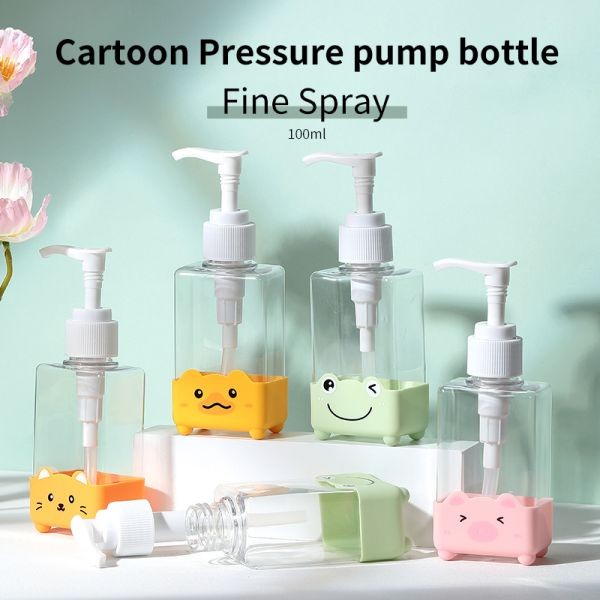 LMLTOP 100ml PET Cartoon Pump Bottles High Quality Travel Bottle Plastic Empty Bottles SY722