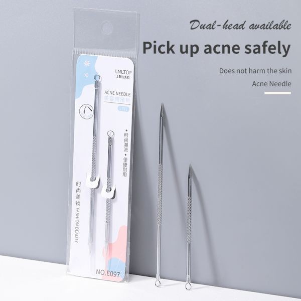 LMLTOP 2pcs Stainless Steel Blackhead Acne Needles Circle Loop Sharp Acne Blackhead Removal Needle Acne Needle Set E097