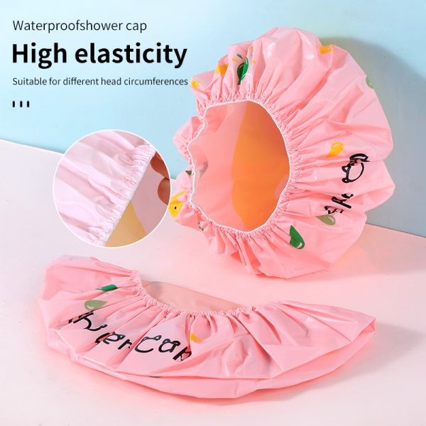 LMLTOP Wholesale Female Hair Shower Cap Cute Elastic Band Water Proof Bath Cap Woman Waterproof Reusable EVA Bathing Cap C0857