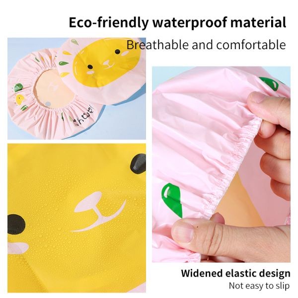 LMLTOP Wholesale Female Hair Shower Cap Cute Elastic Band Water Proof Bath  Cap Woman Waterproof Reusable EVA B