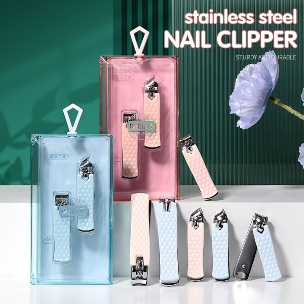 LMLTOP 2pcs Manicure Colorful Stainless Steel Nail Art Tools Nail Clipper Professional Manicure Set With Plastic Case SY540 541