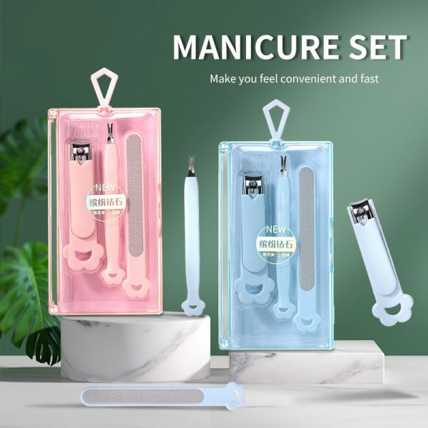 LMLTOP 3in1 Manicure Set Multifunction Portable Nail File Set Nail Clipper File Fork To Remove Dead Skin V-Shaped SY546