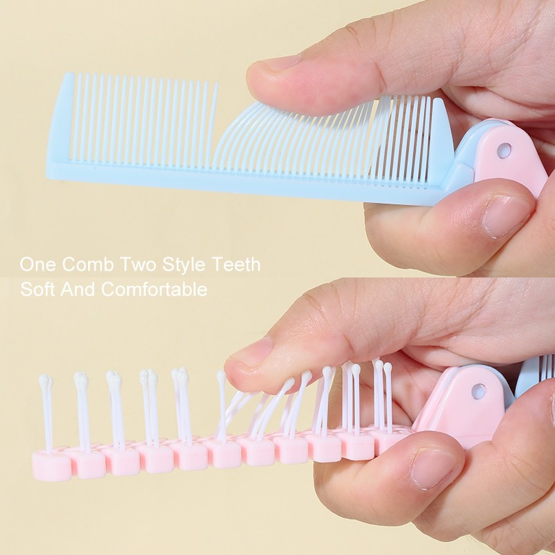 Factory Wholesale Straight Hair Combs Pink Cheap Personalized Plastic Travel Folding Hair Comb Brush Private Label Sy1035