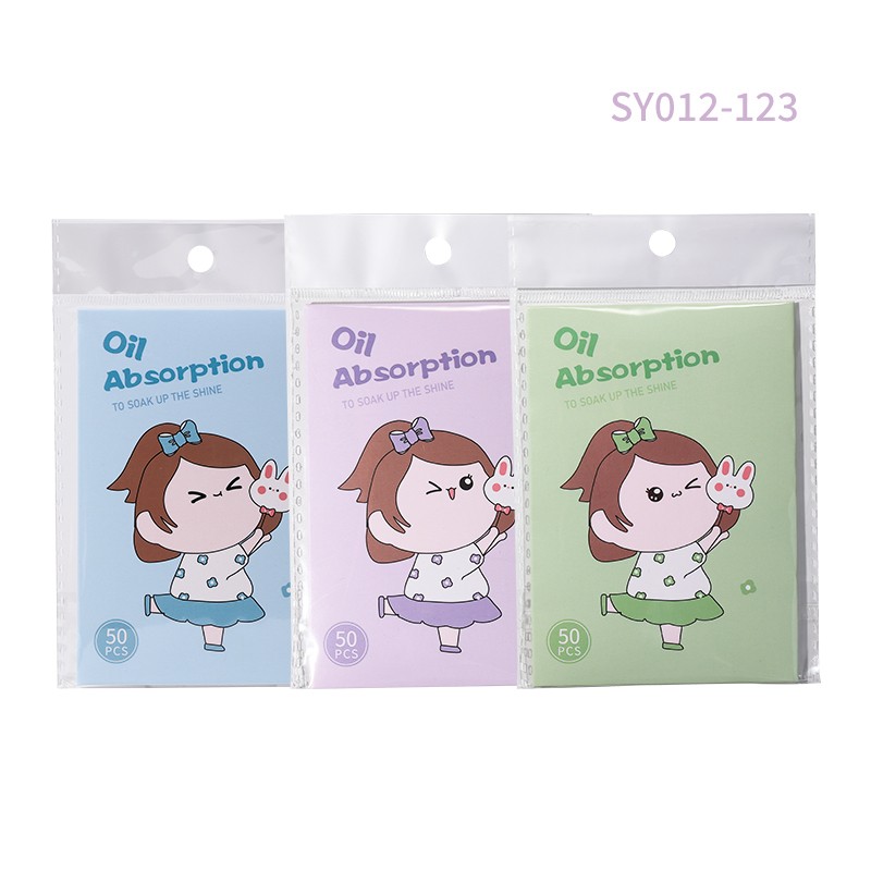 LMLTOP 50pcs Customizable blotting oil papers custom logo disposable oil blotting paper pull up oil absorbing sheets SY012-SY017