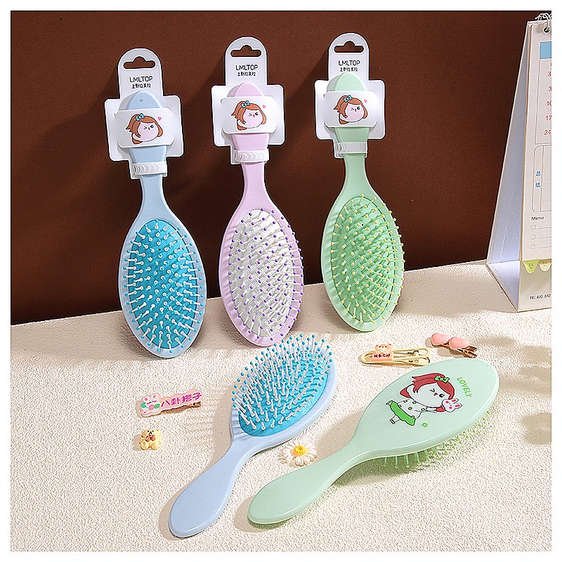 LMLTOP Elliptical cartoon girl fragrant air cushion comb hairdressing smooth hair comb plastic bristle massage hair brush SY745