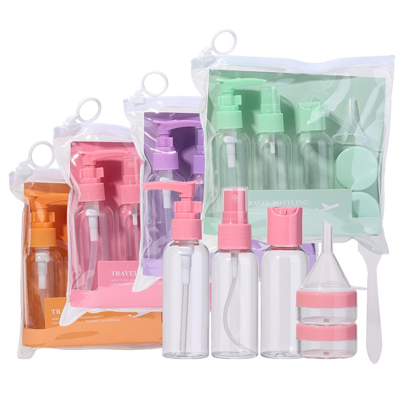 LMLTOP 7pcs travel body care bottle set PET travel separate bottle set with case portable shampoo travel bottle kit SY760