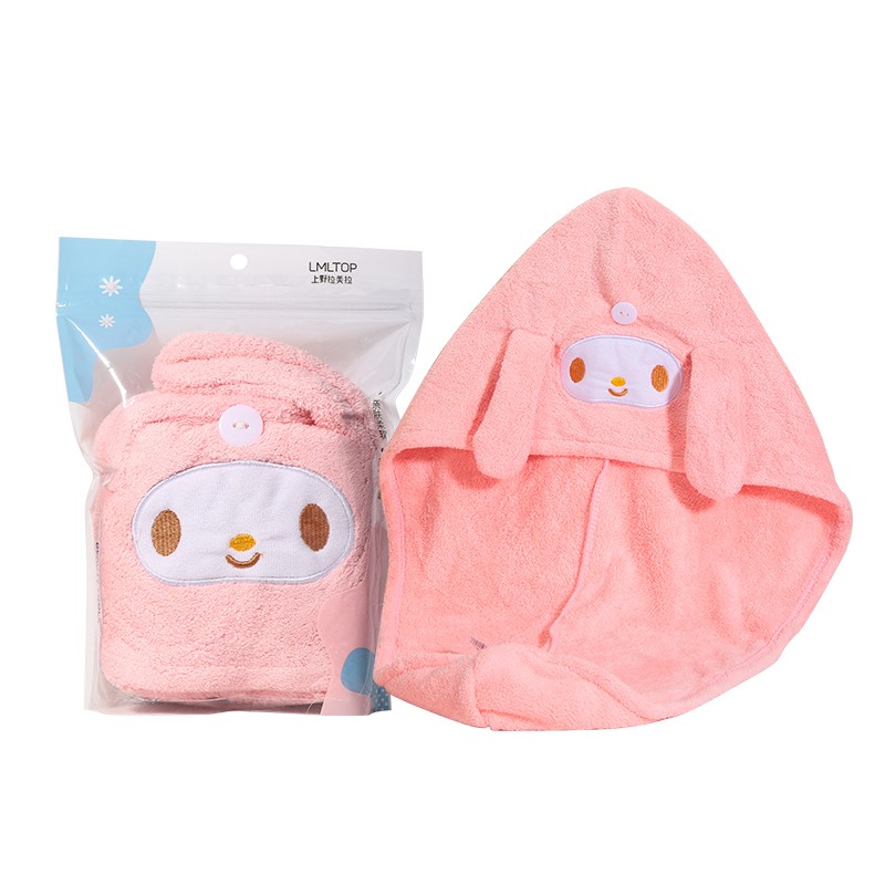 LMLTOP hair-drying cap cute cartoon rabbit hair quick drying towel cap women bathroom microfiber bath towel hair dry cap SY805