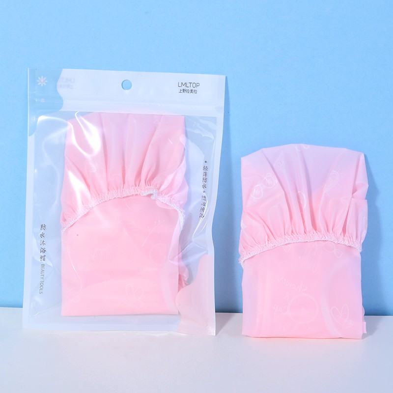 Lameila Factory Whowlesale Waterproof Bathing Shower Cap Reusable Bathroom Products EVA Pink Shower Bath Cap For Woman C0845